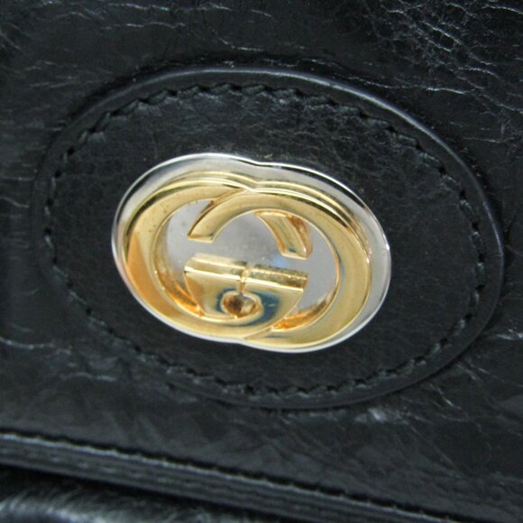 GUCCI Black Leather Messenger Shoulder Bag - Picture 8 of 14